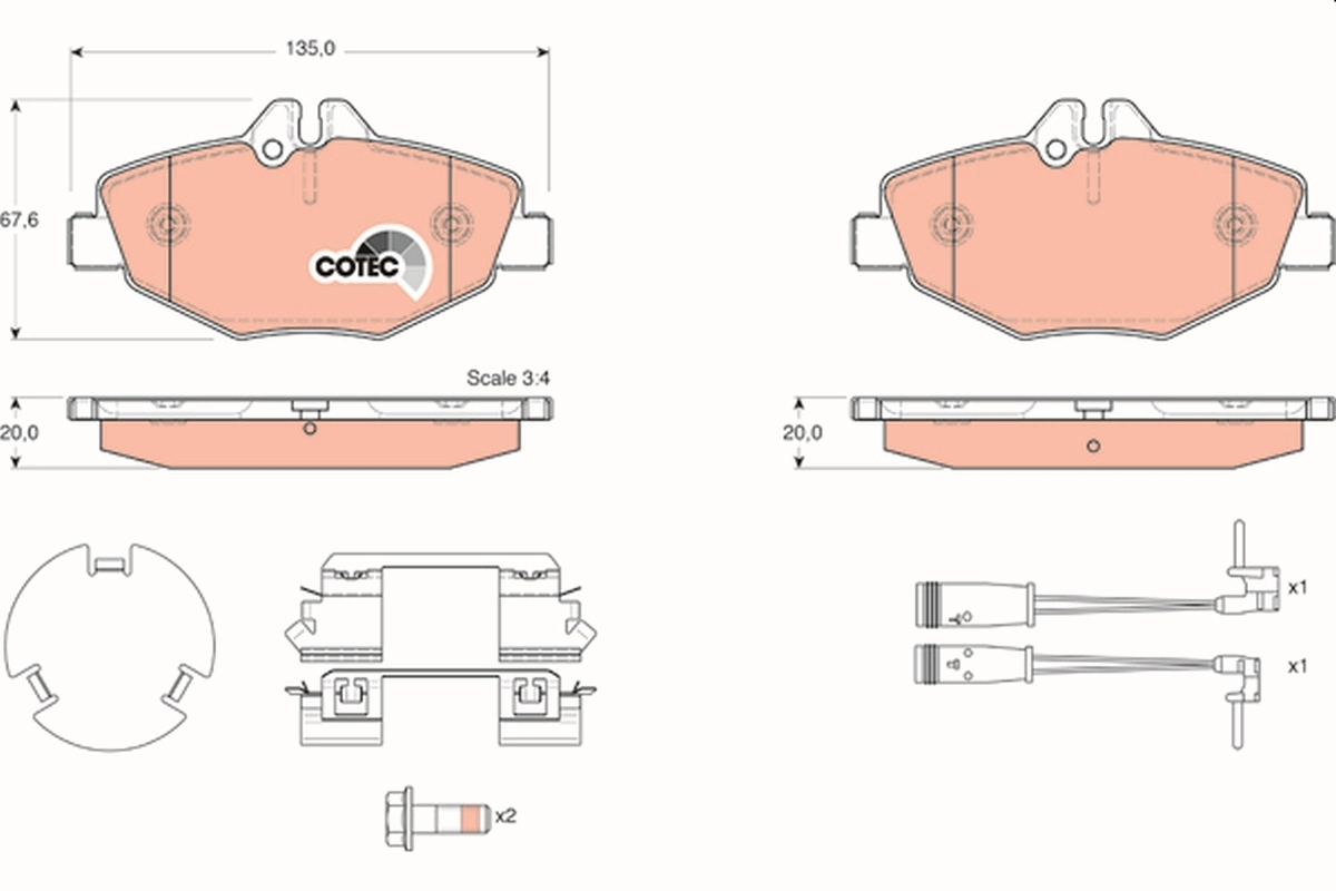 Brake Pad Set, disc brake COTEC GDB1542