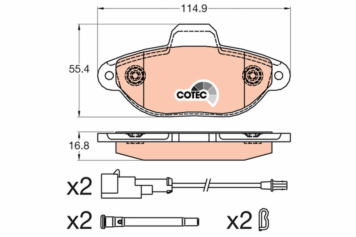 Brake Pad Set, disc brake COTEC GDB2041
