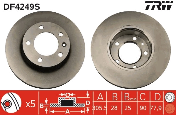 Brake Disc TRW SINGLE DF4249S