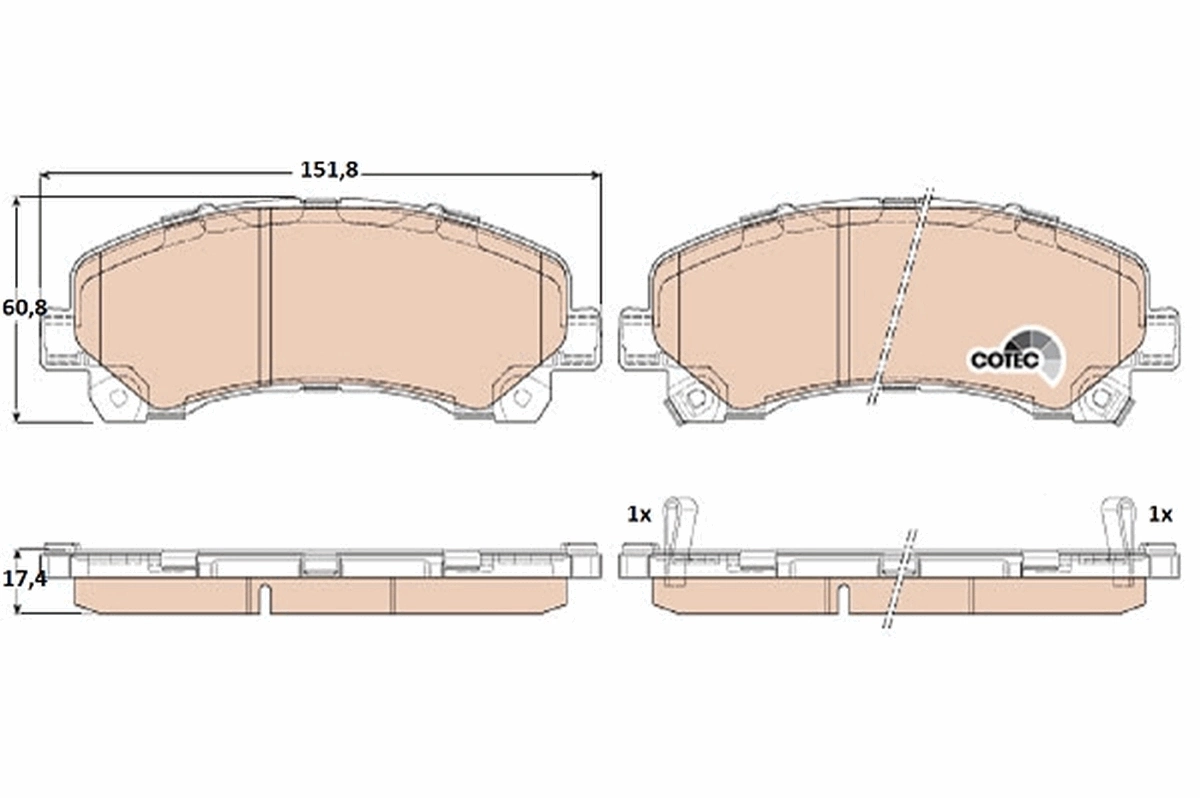 Brake Pad Set, disc brake COTEC GDB3545