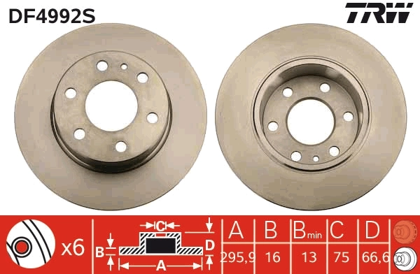 Brake Disc TRW SINGLE DF4992S