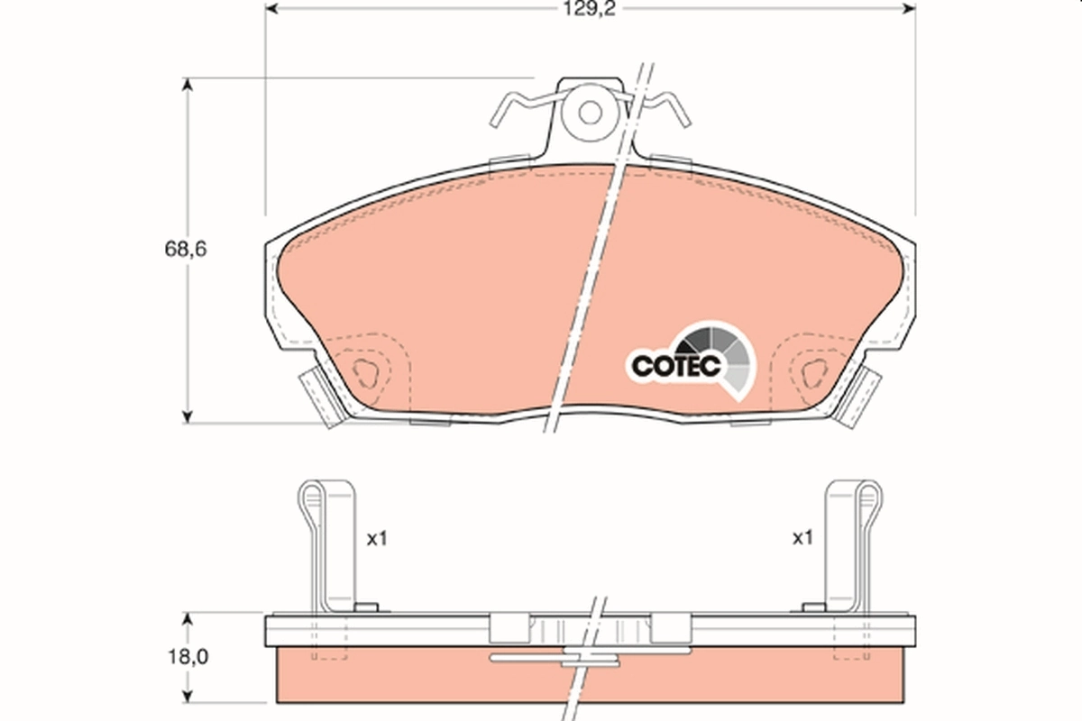 Brake Pad Set, disc brake COTEC GDB496