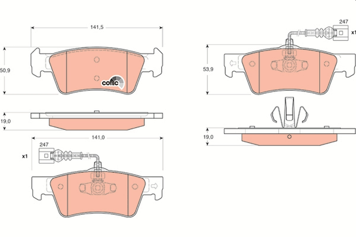 Brake Pad Set, disc brake COTEC GDB1672