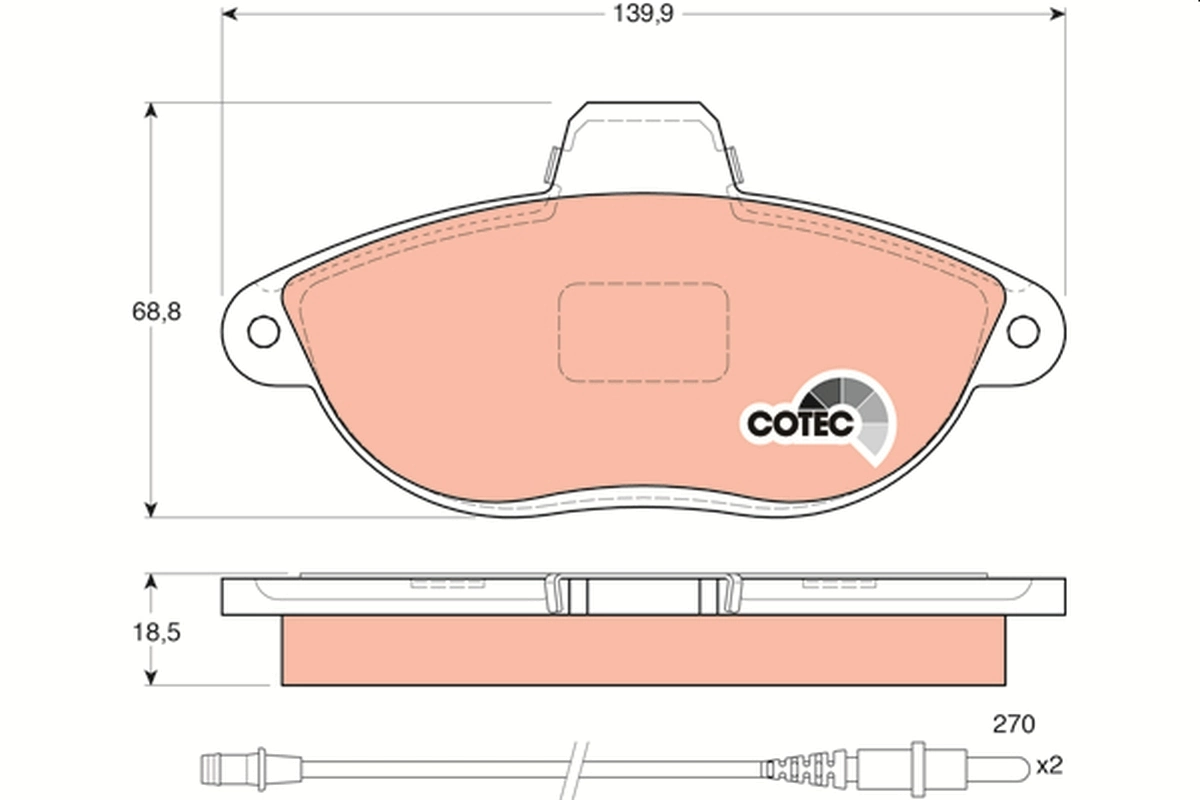 Brake Pad Set, disc brake COTEC GDB1216
