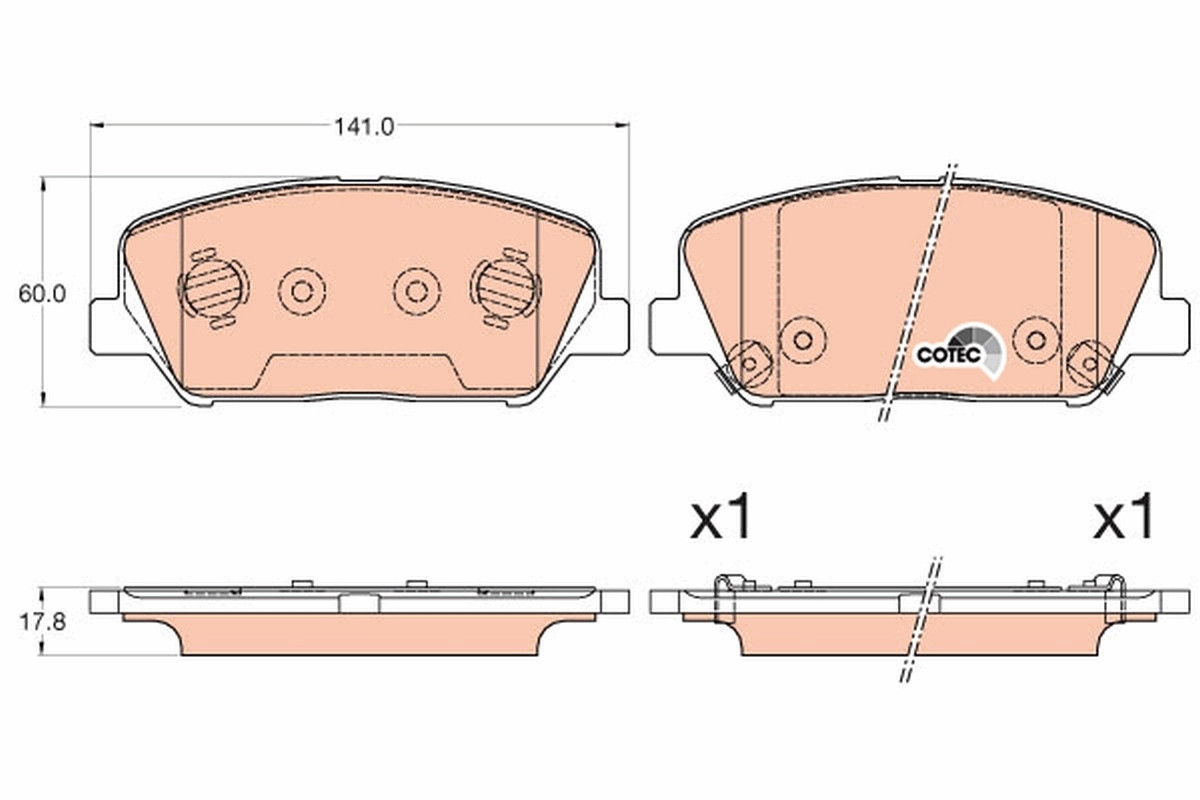 Brake Pad Set, disc brake COTEC GDB3582