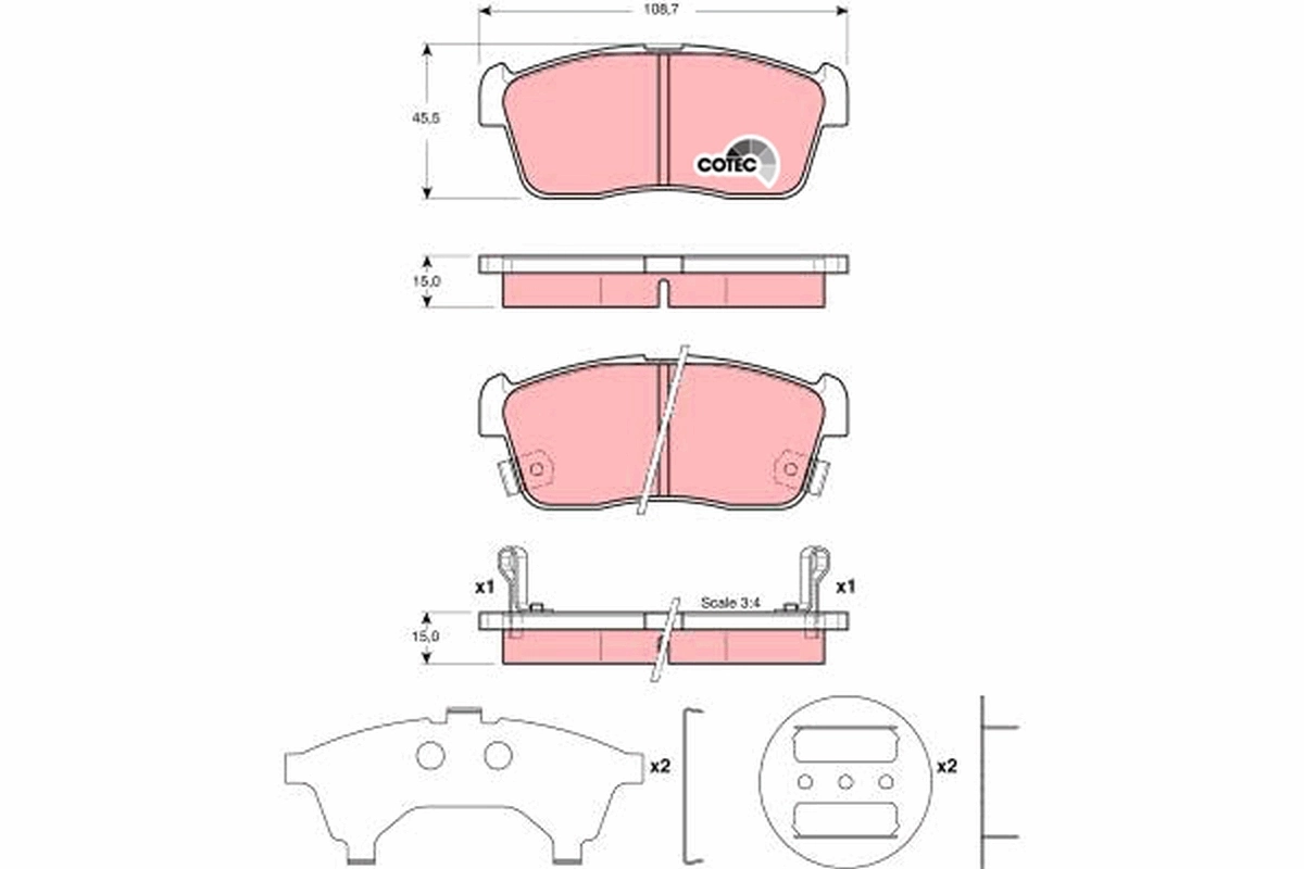 Brake Pad Set, disc brake COTEC GDB3236