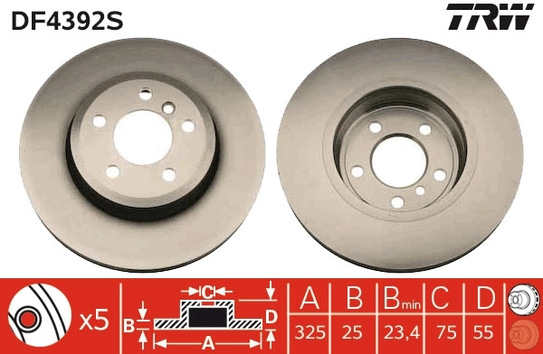 Brake Disc TRW SINGLE DF4392S