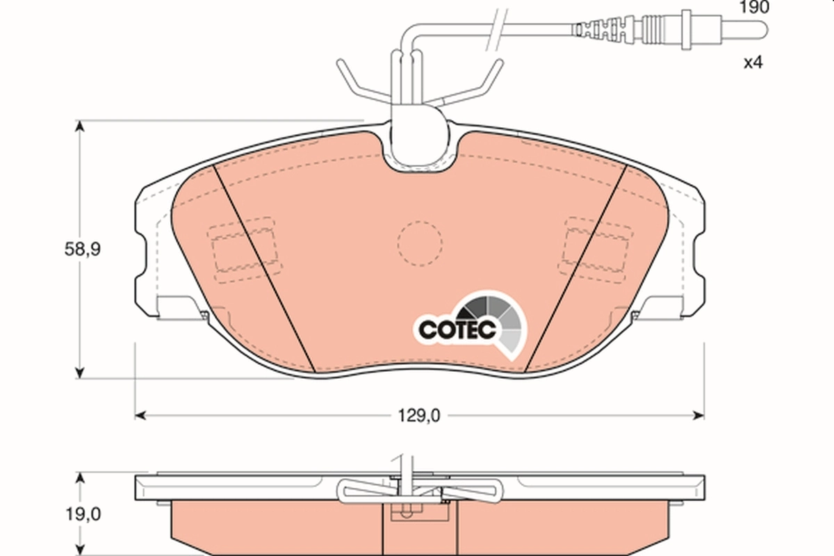 Brake Pad Set, disc brake COTEC GDB1148