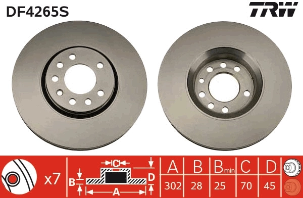 Brake Disc TRW SINGLE DF4265S