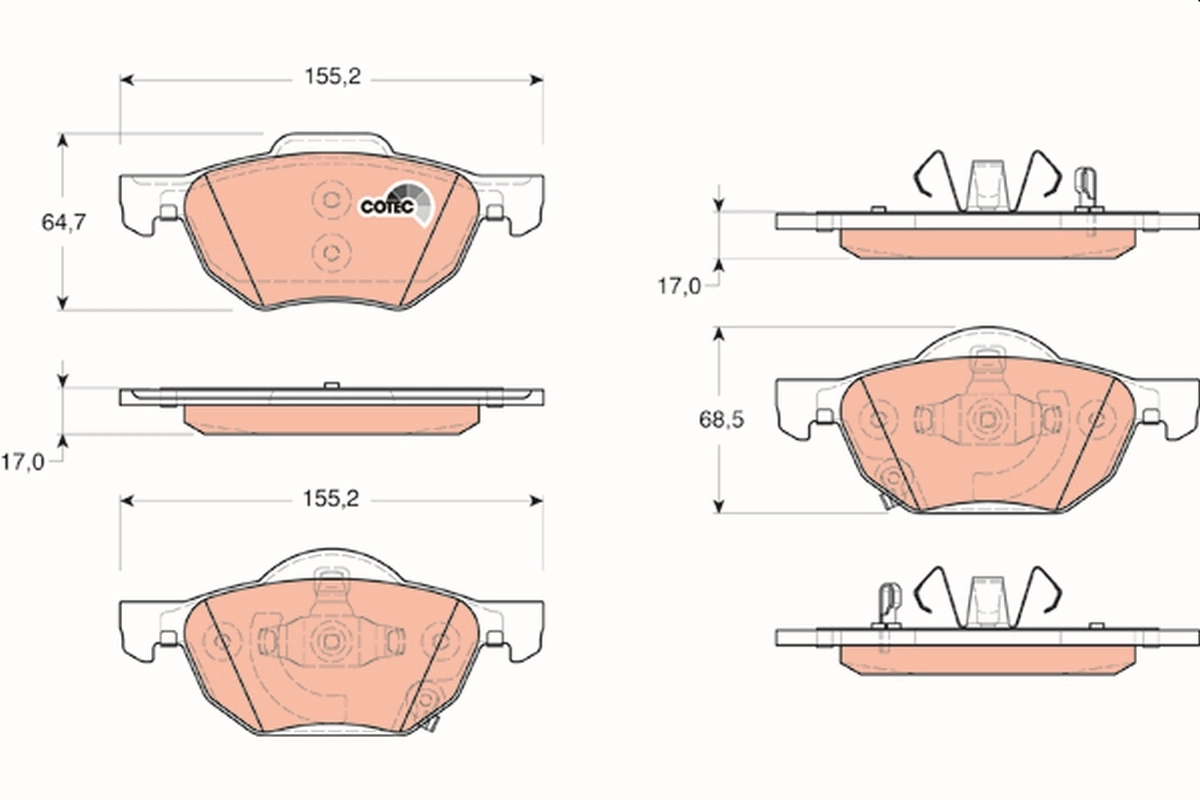 Brake Pad Set, disc brake COTEC GDB3355