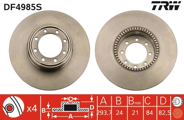Brake Disc TRW SINGLE DF4985S