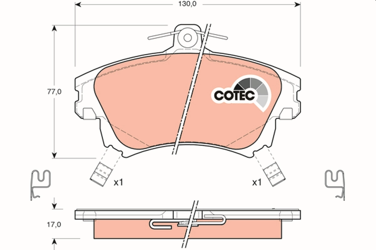 Brake Pad Set, disc brake COTEC GDB1313