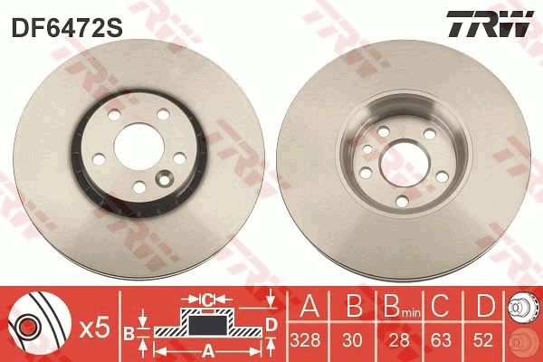 Brake Disc TRW SINGLE DF6472S