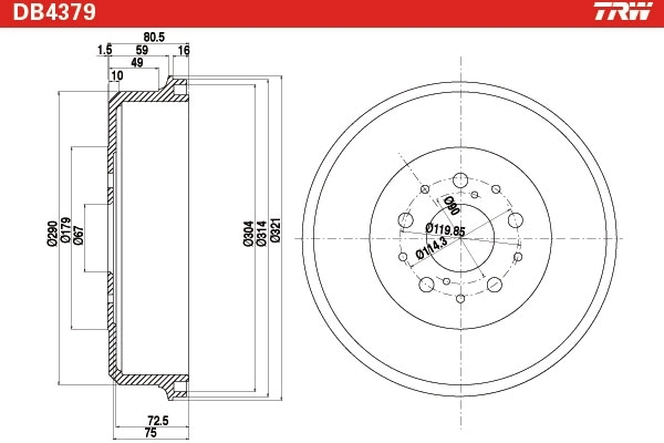 TRW DB4379 Brake Drum