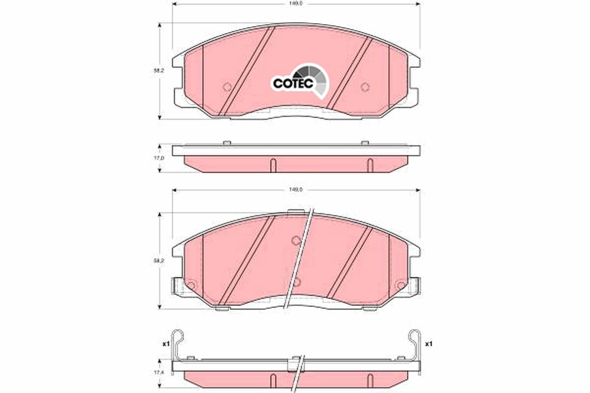 Brake Pad Set, disc brake COTEC GDB3244