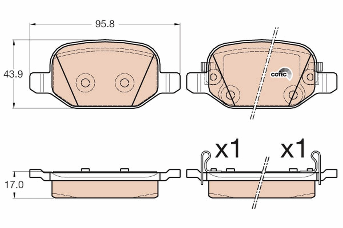 Brake Pad Set, disc brake COTEC GDB2002