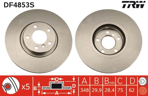 Brake Disc TRW SINGLE DF4853S