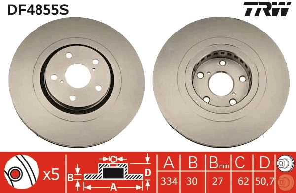 Brake Disc TRW SINGLE DF4855S