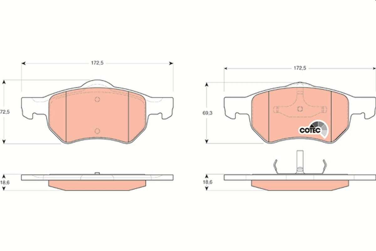Brake Pad Set, disc brake COTEC GDB4128