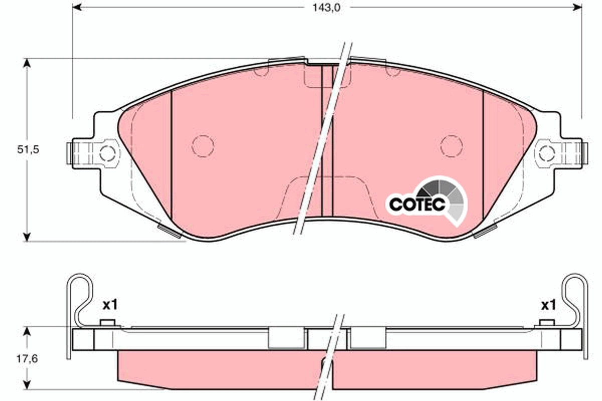 Brake Pad Set, disc brake COTEC GDB3171