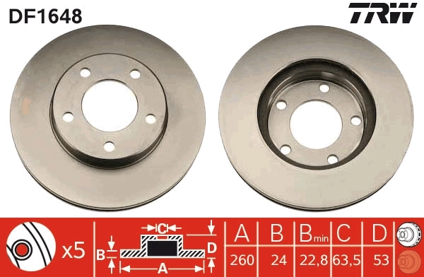 TRW DF1648 Brake Disc