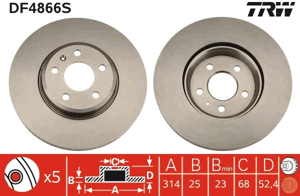 Brake Disc TRW SINGLE DF4866S