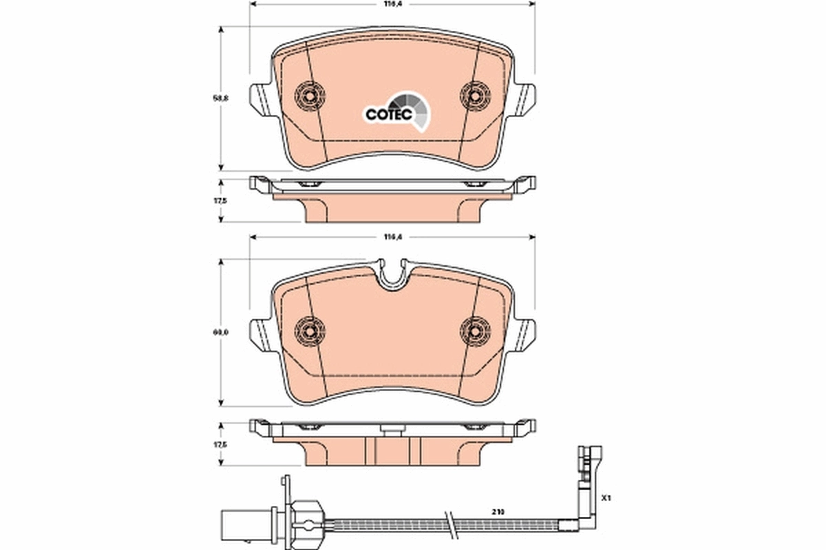 Brake Pad Set, disc brake COTEC GDB1902