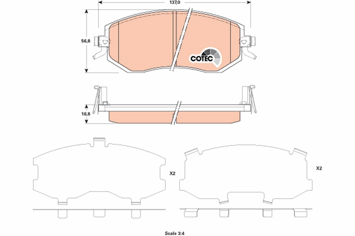 Brake Pad Set, disc brake COTEC GDB3519