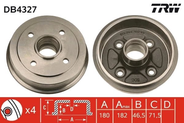 TRW DB4327 Brake Drum