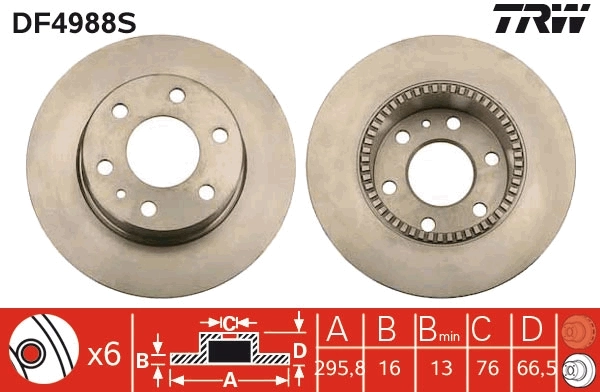 Brake Disc TRW SINGLE DF4988S