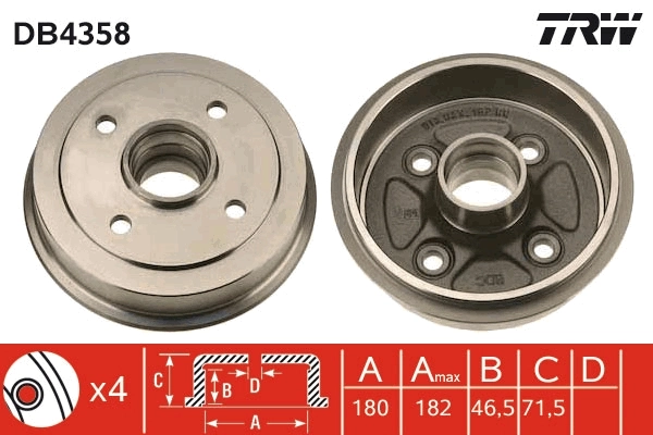 TRW DB4358 Brake Drum