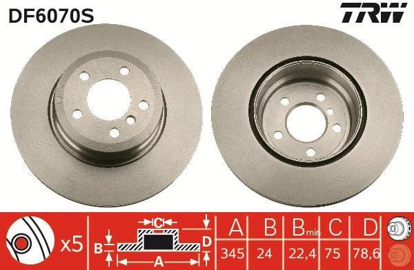 Brake Disc TRW SINGLE DF6070S