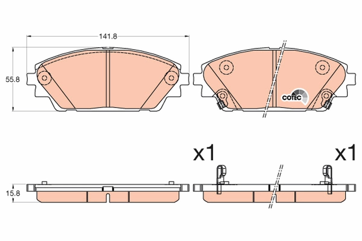 Brake Pad Set, disc brake COTEC GDB3592