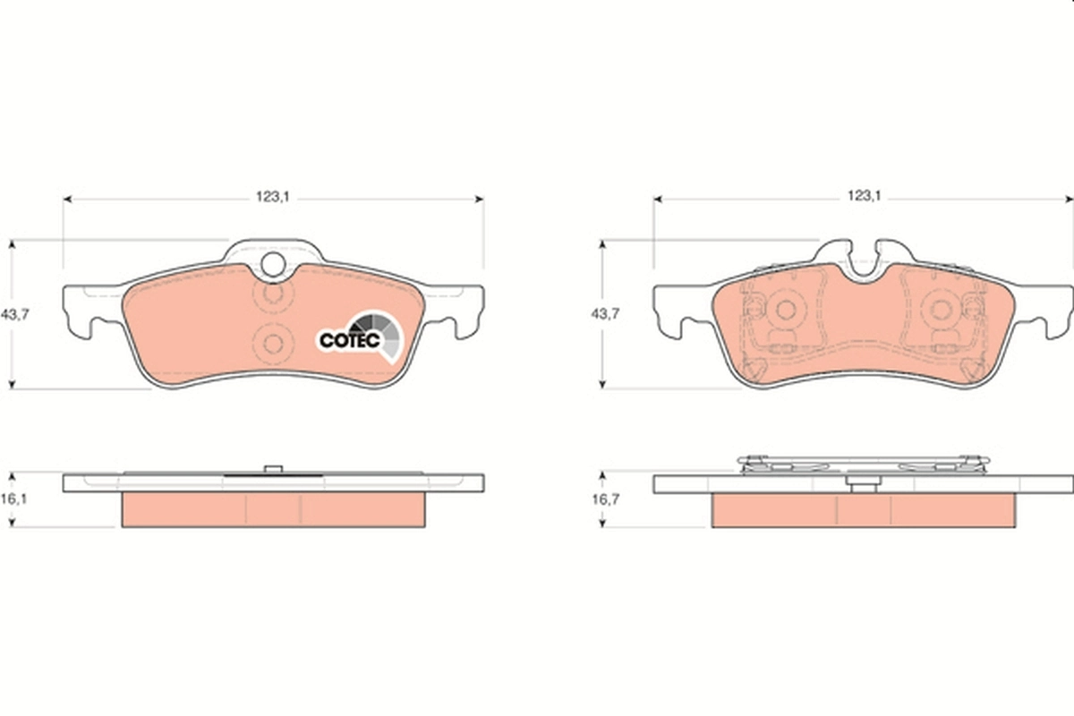 Brake Pad Set, disc brake COTEC GDB1561