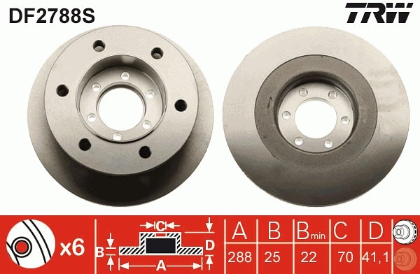Brake Disc TRW SINGLE DF2788S