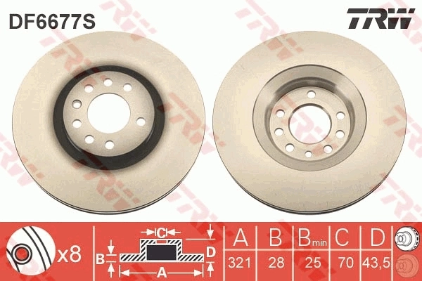 Brake Disc TRW SINGLE DF6677S