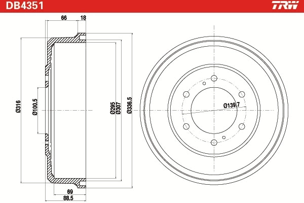 TRW DB4351 Brake Drum