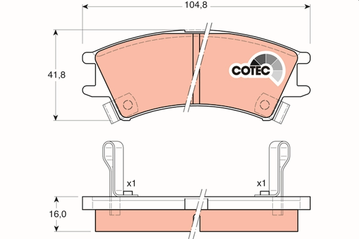 Brake Pad Set, disc brake COTEC GDB3165