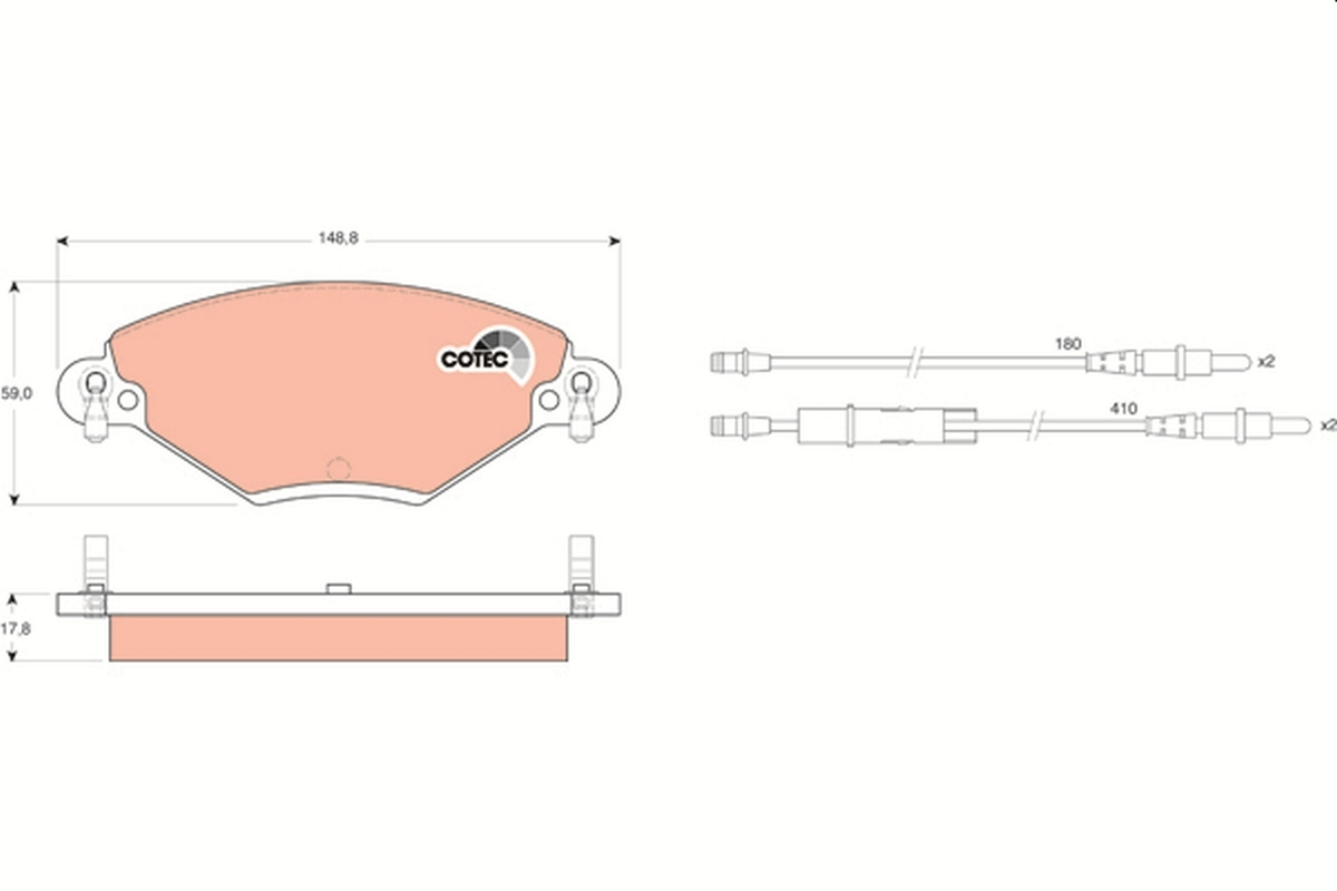 Brake Pad Set, disc brake COTEC GDB1448