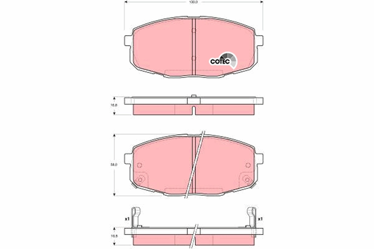 Brake Pad Set, disc brake COTEC GDB3342