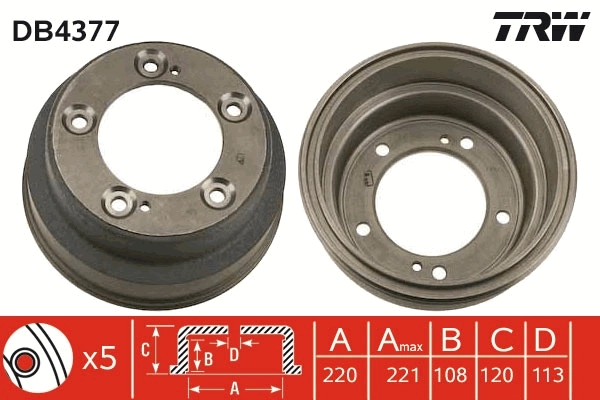TRW DB4377 Brake Drum
