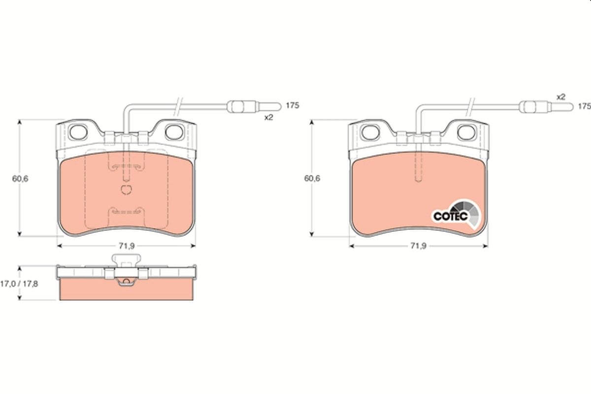 Brake Pad Set, disc brake COTEC GDB906