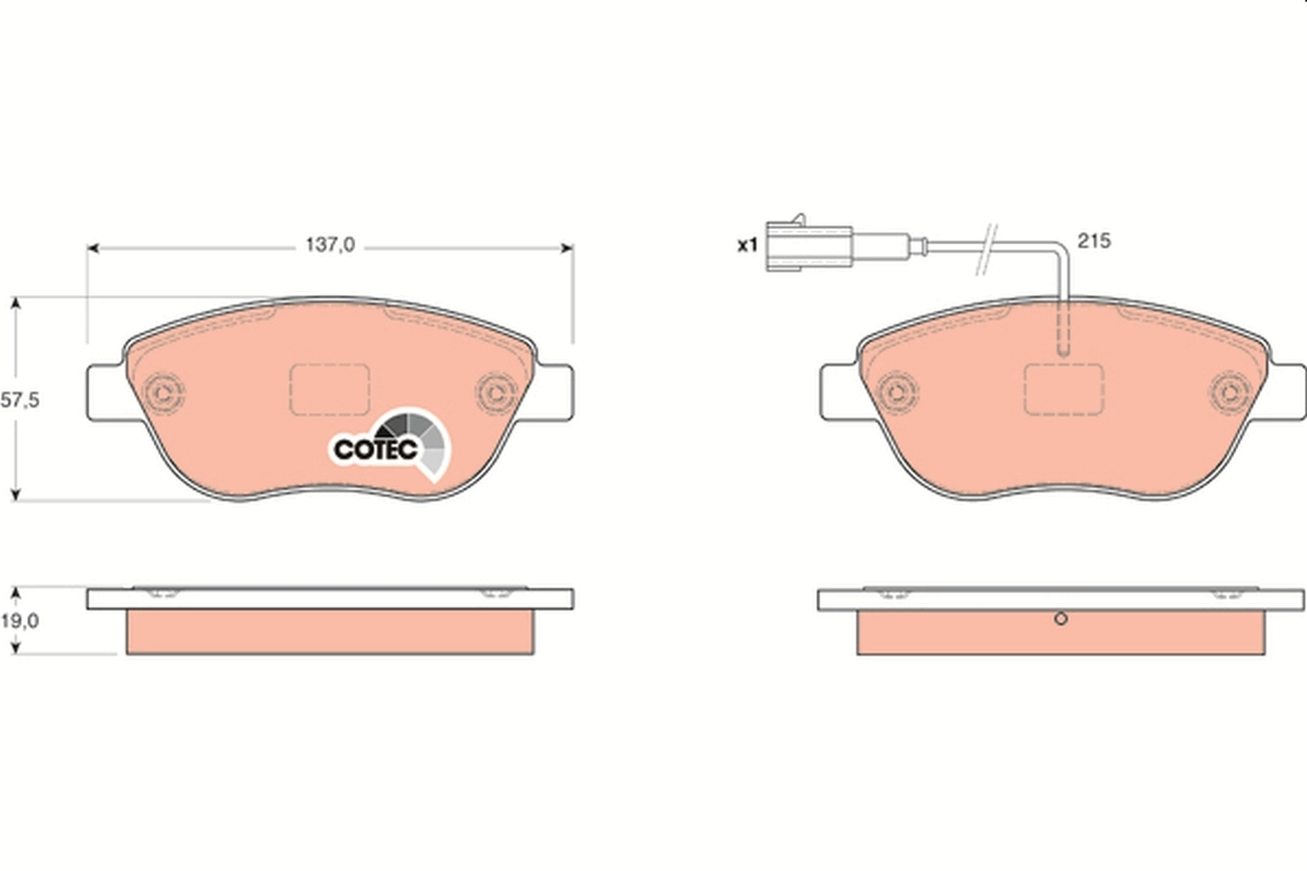 Brake Pad Set, disc brake COTEC GDB1655