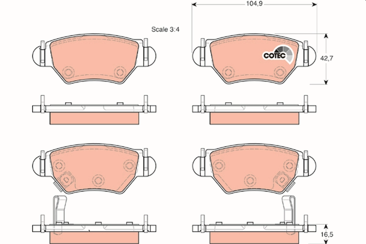 Brake Pad Set, disc brake COTEC GDB1471