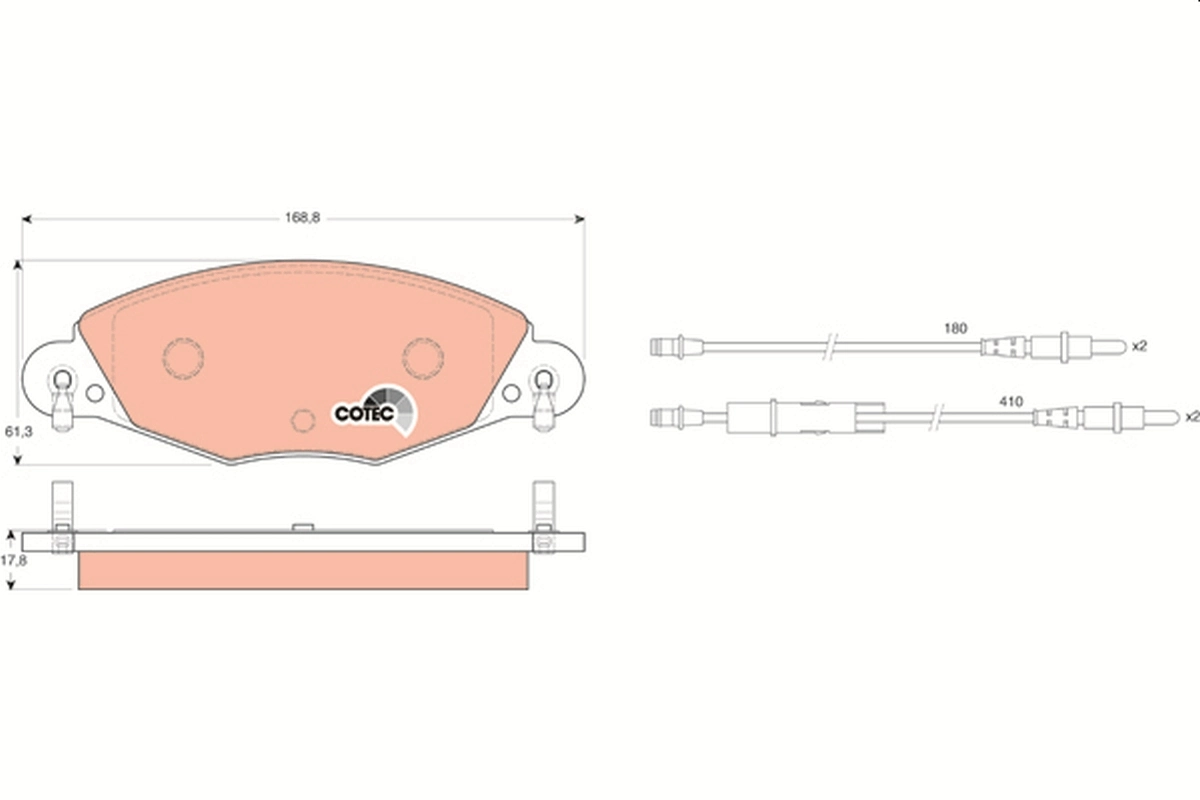 Brake Pad Set, disc brake COTEC GDB1449