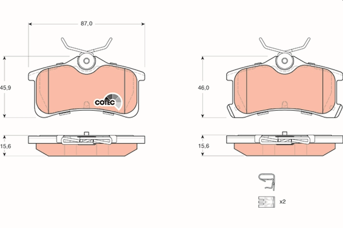 Brake Pad Set, disc brake COTEC GDB3334