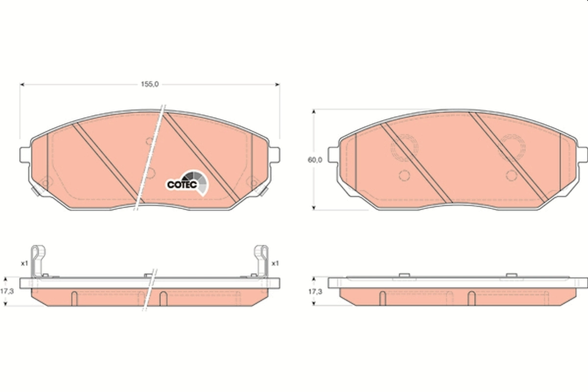 Brake Pad Set, disc brake COTEC GDB3343
