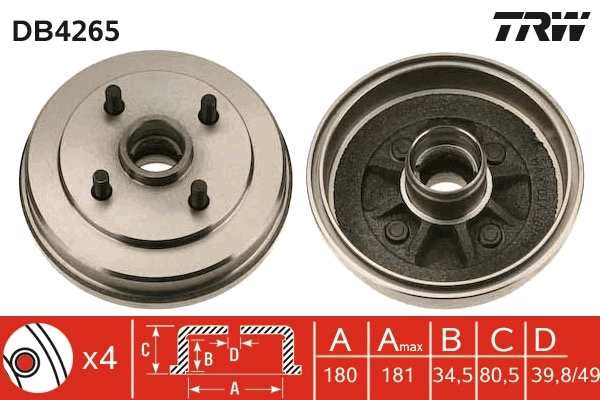TRW DB4265 Brake Drum