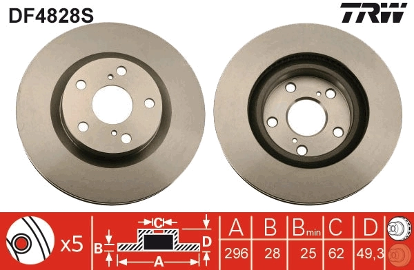 Brake Disc TRW SINGLE DF4828S