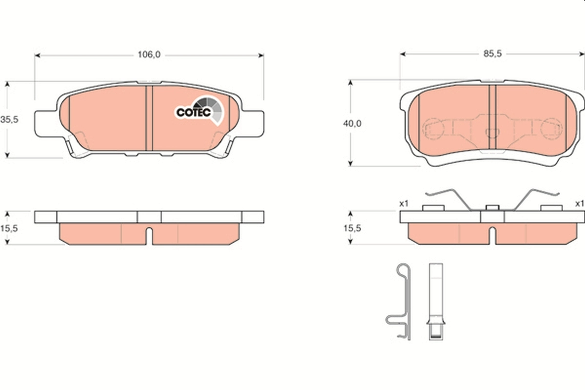 Brake Pad Set, disc brake COTEC GDB3341